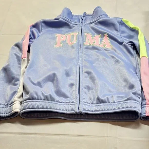 Puma Toddler Girl Matching Set Jacket And Pants Blue/Pink Tracksuit Full zip 3T - Picture 11 of 15